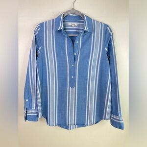 Madewell 1/2 Button-Down Top Size Small Perfect For A Touch Of Coastal Charm